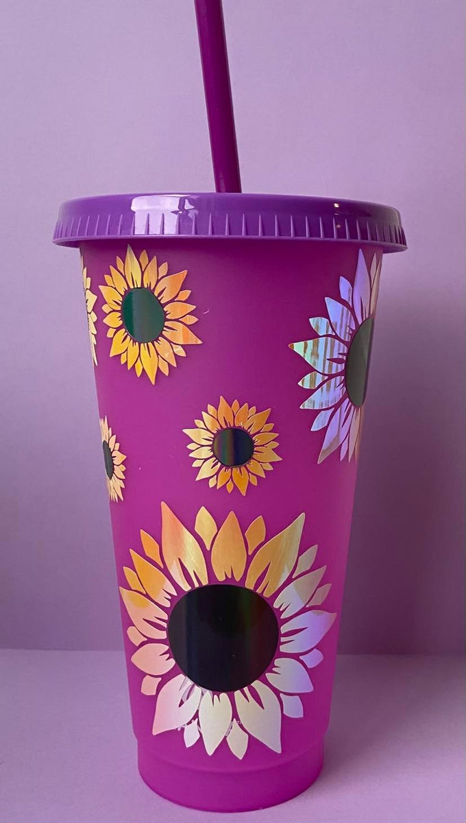 Personalized Sunflower and Butterfly Reusable Starbucks Cup 